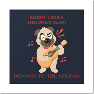 Funny dog playing guitar #2 Posters and Art